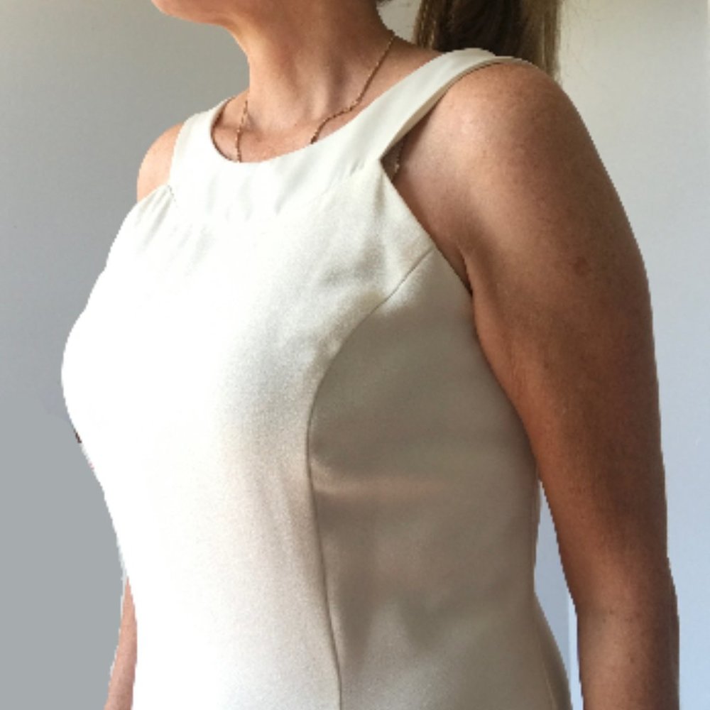 JS collections ivory halter neck column gown